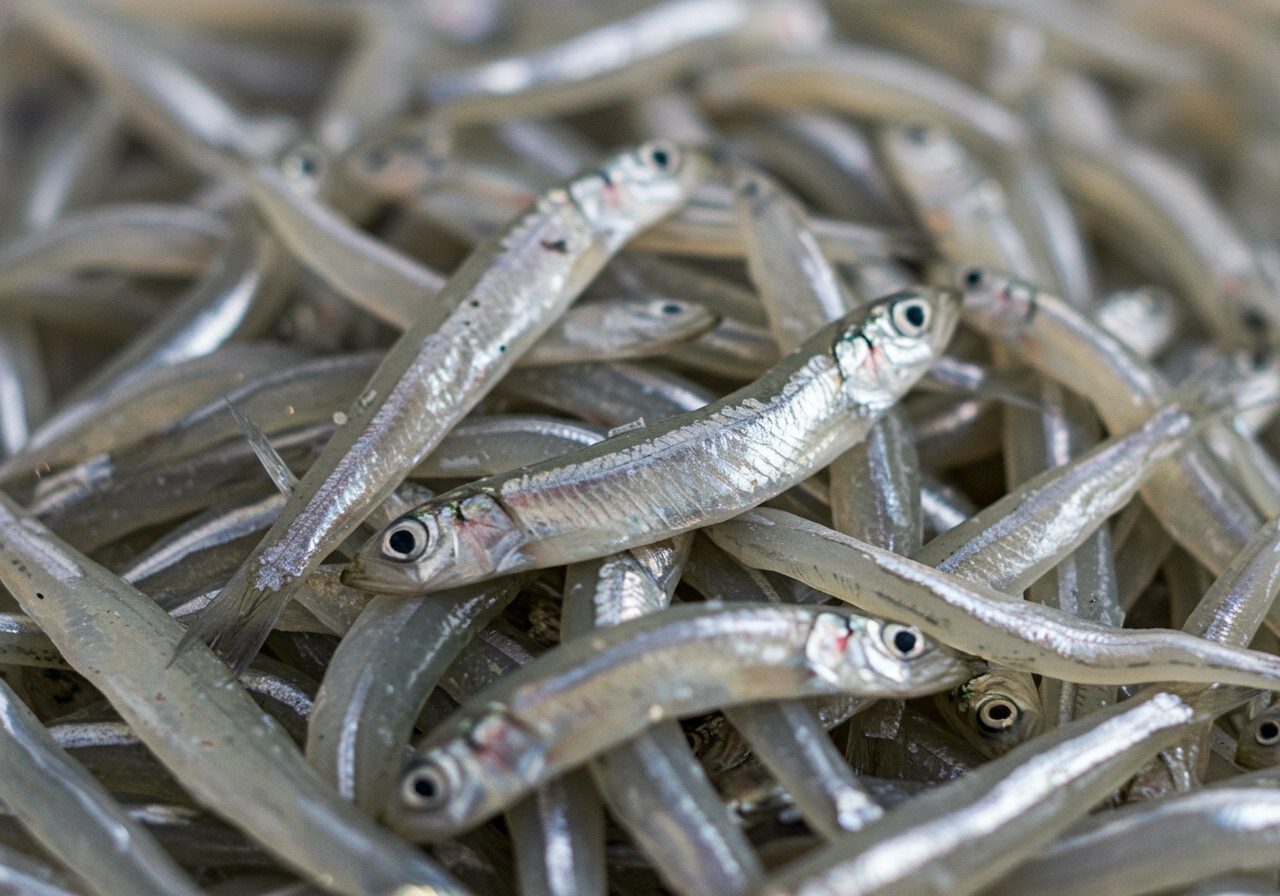 A close-up photo of fresh or lightly boiled Shirasu (baby sardines), showing their delicate texture.