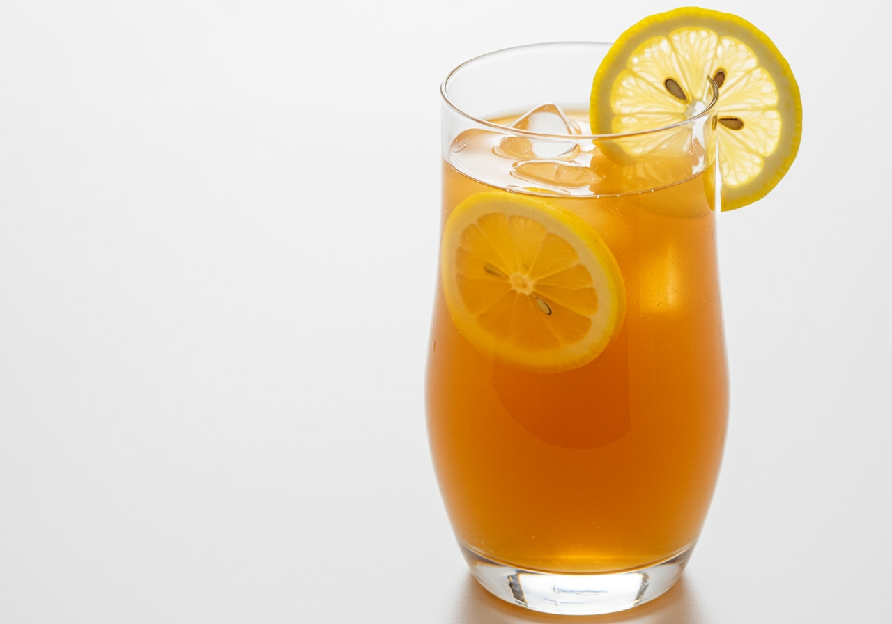 A refreshing glass of diluted apple cider vinegar drink with lemon slices