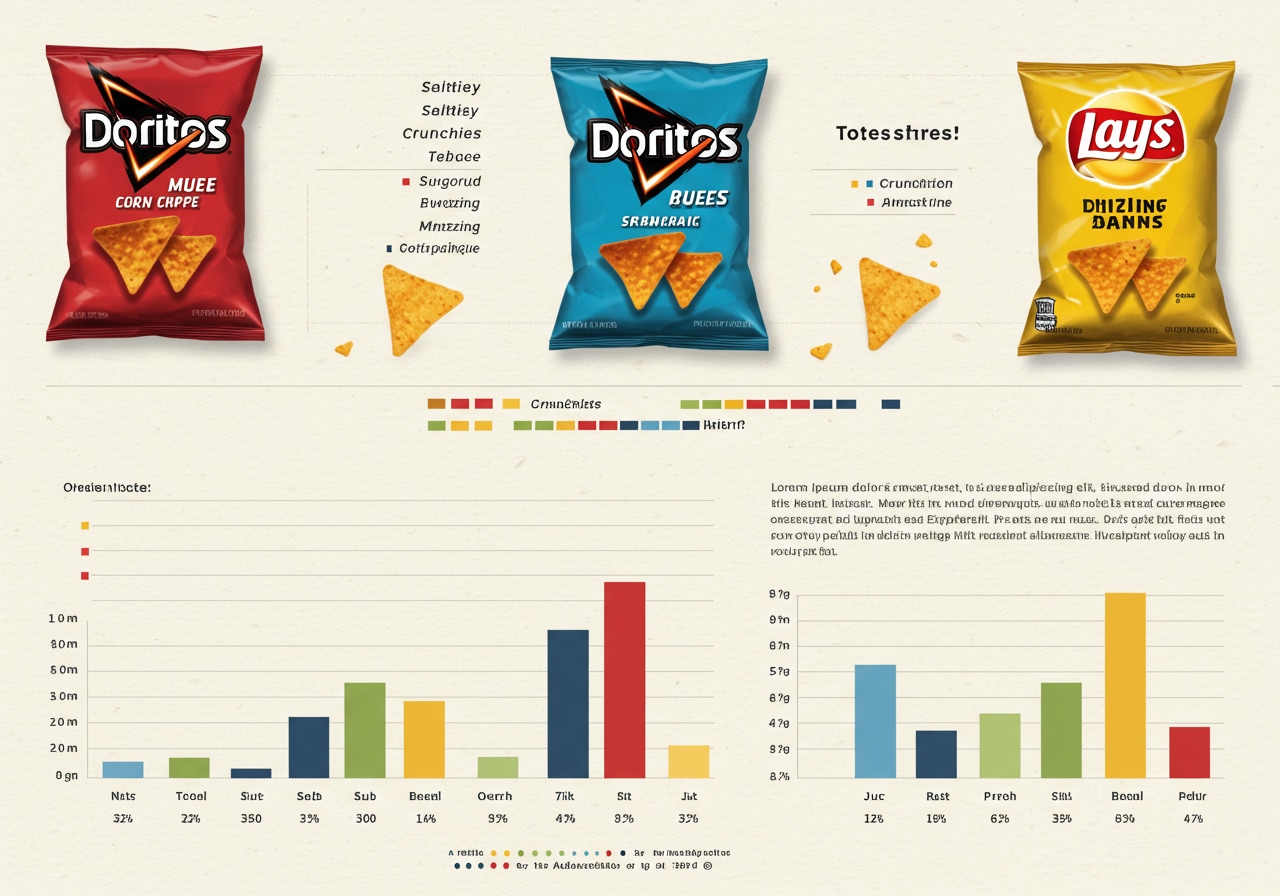 A table or chart visually comparing the taste test results for different corn chip brands