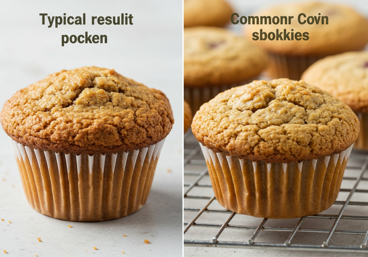 Two identical baked goods (e.g., muffins or cookies) side-by-side, one showing a typical result and the other showing the slightly different texture or color that resulted from a common substitution.