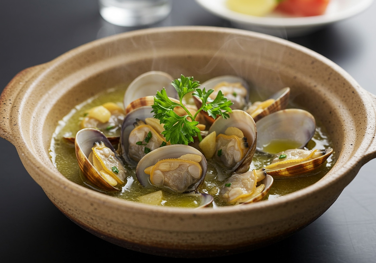 あさりの酒蒸し with garlic and butter variation